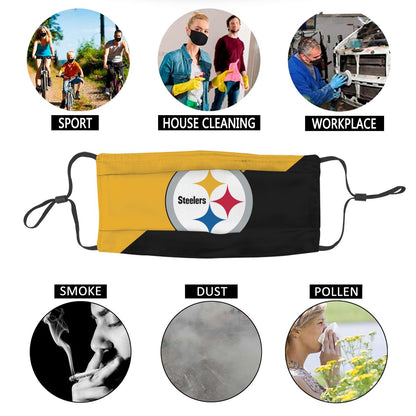 Custom Football Personalized Pittsburgh Steelers Dust Face Mask With Filters PM 2.5