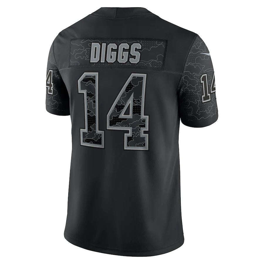 B.Bills #14 Stefon Diggs Black RFLCTV Limited Jersey American Stitched Football Jerseys