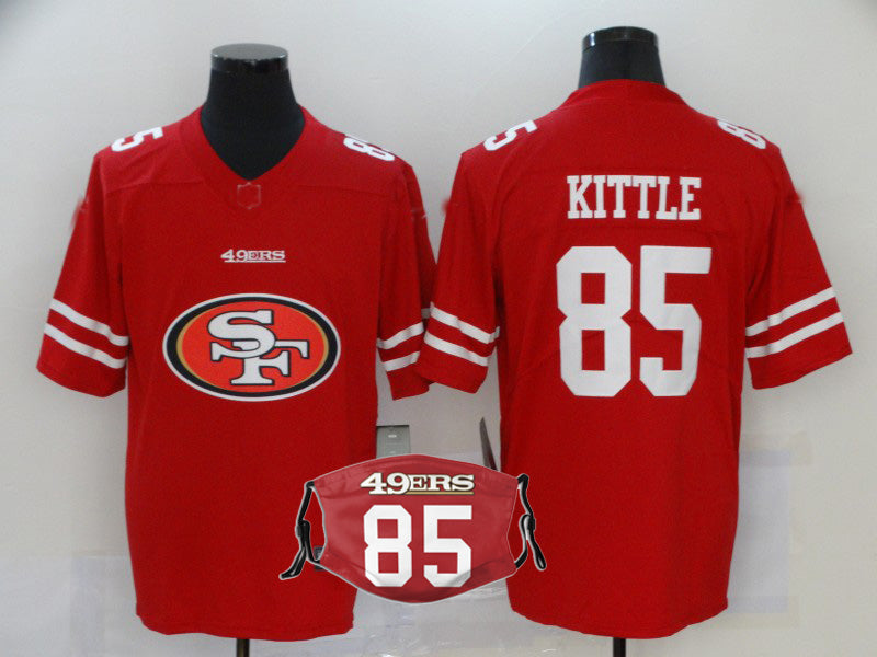 Stitched American SF.49er #85 George Kittle Jerseys Personalize Design Face Mask