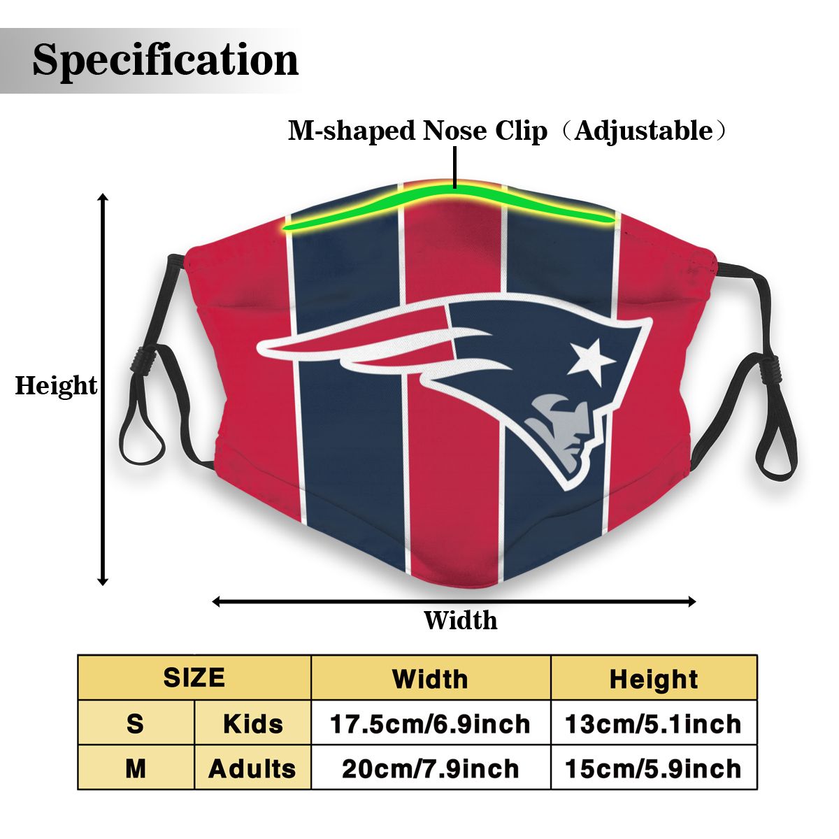 Custom Football Personalized NE.Patriot 01-Red Dust Face Mask With Filters PM 2.5