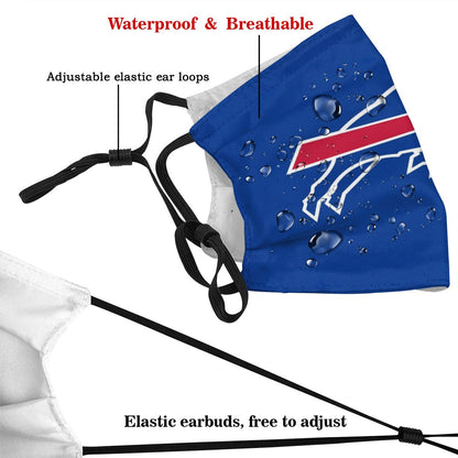 4 Pack Personalized Football Buffalo Bills Adult Dust Mask With Filters PM 2.5