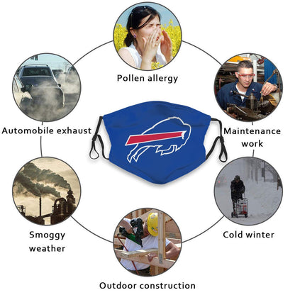 4 Pack Personalized Football Buffalo Bills Adult Dust Mask With Filters PM 2.5