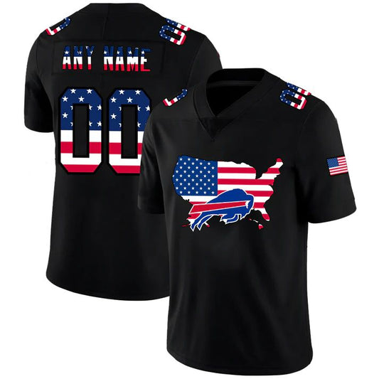 Custom B.Bills Football Black Limited Fashion Flag Stitched Jersey Football Jerseys