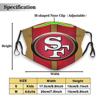 Kids Print Football Personalized San Francisco 49ers Dust Masks Adult kids Mask