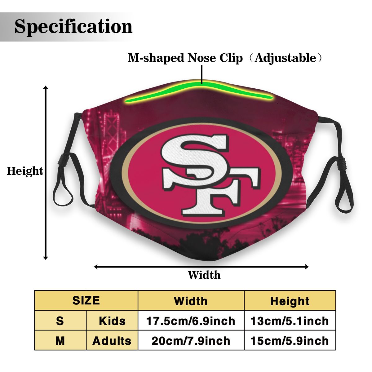 Print Design Football Personalized San Francisco 49ers Dust Mask With PM 2.5 Filter