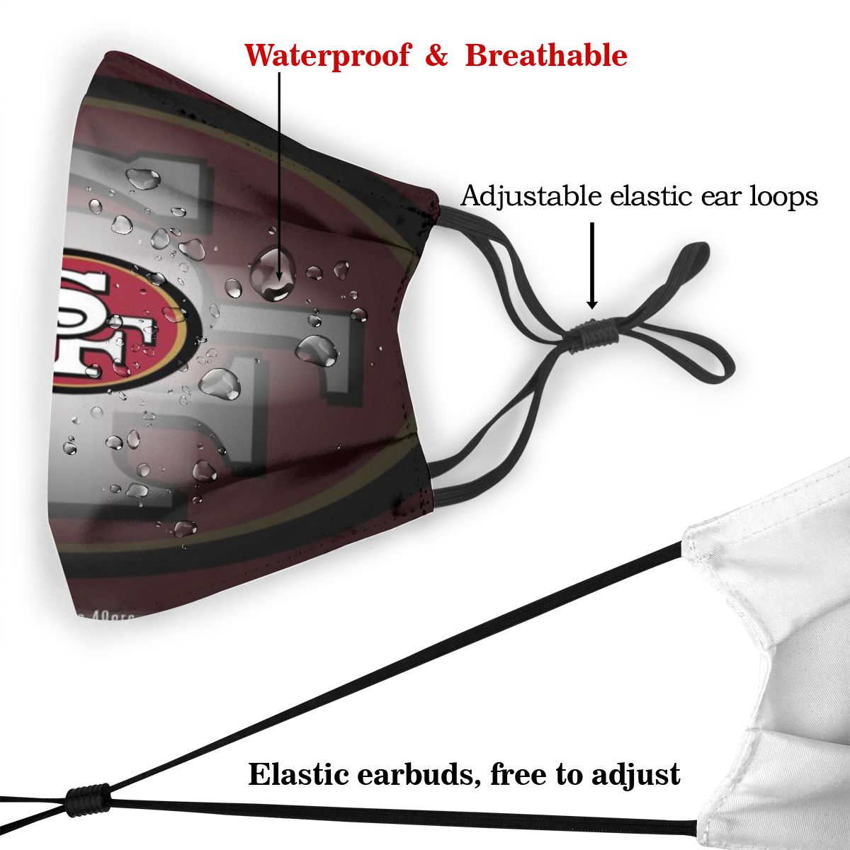 Print Personalized Football Design San Francisco 49ers Dust Mask With Filter