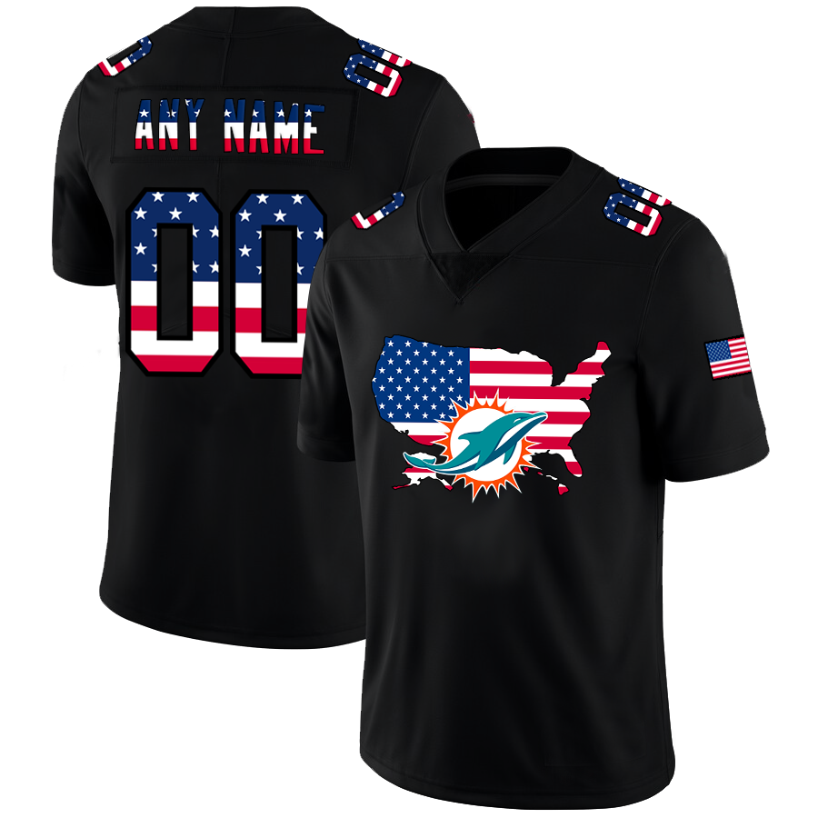 Custom Miami Dolphins Football Black Limited Fashion Flag Stitched Jerseys