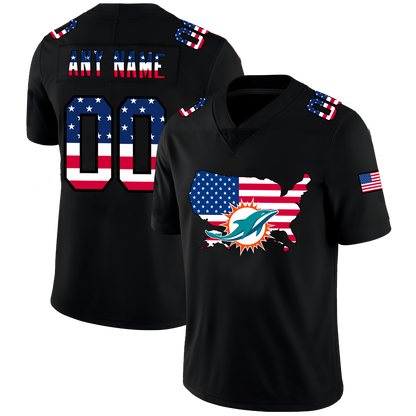 Custom Miami Dolphins Football Black Limited Fashion Flag Stitched Jerseys