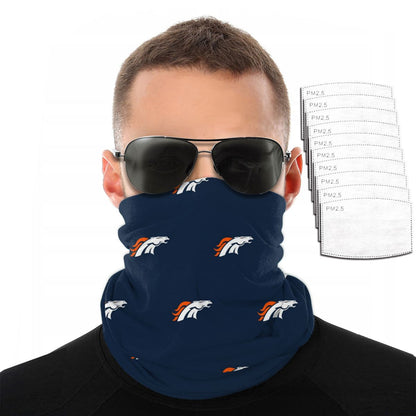 Reusble Mouth Cover Bandanas Denver Broncos Variety Head Scarf Face Mask With PM 2.5 Filter