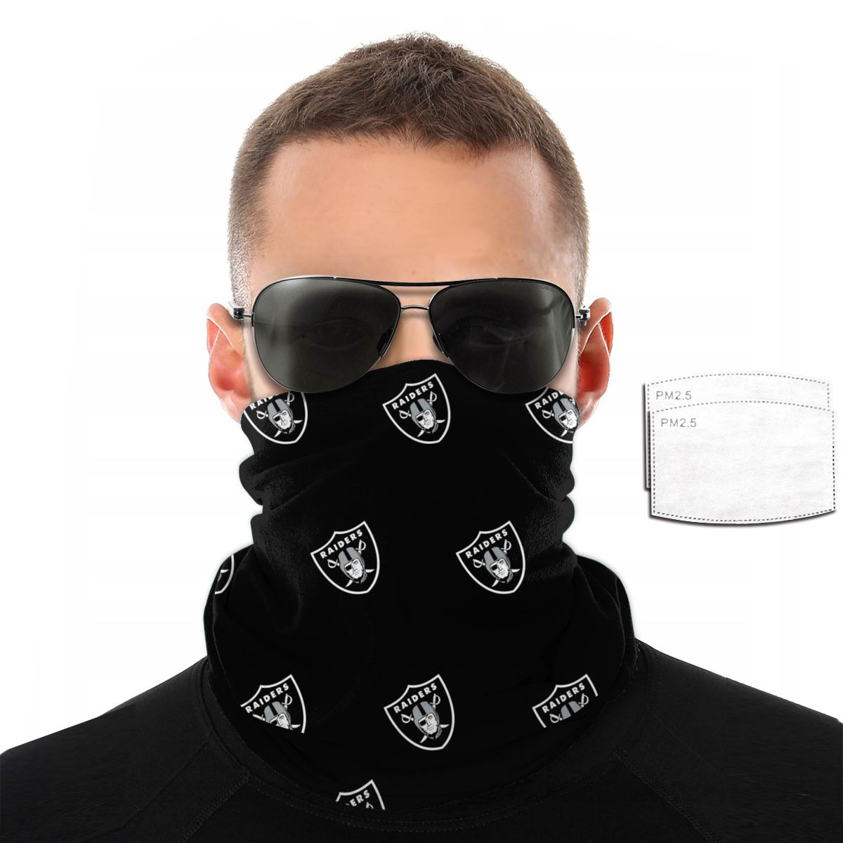Reusble Mouth Cover Bandanas Oakland Raiders Variety Head Scarf Face Mask With PM 2.5 Filter