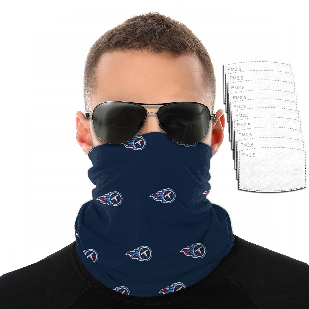 Reusble Mouth Cover Bandanas Tennessee Titans Variety Head Scarf Face Mask With PM 2.5 Filter