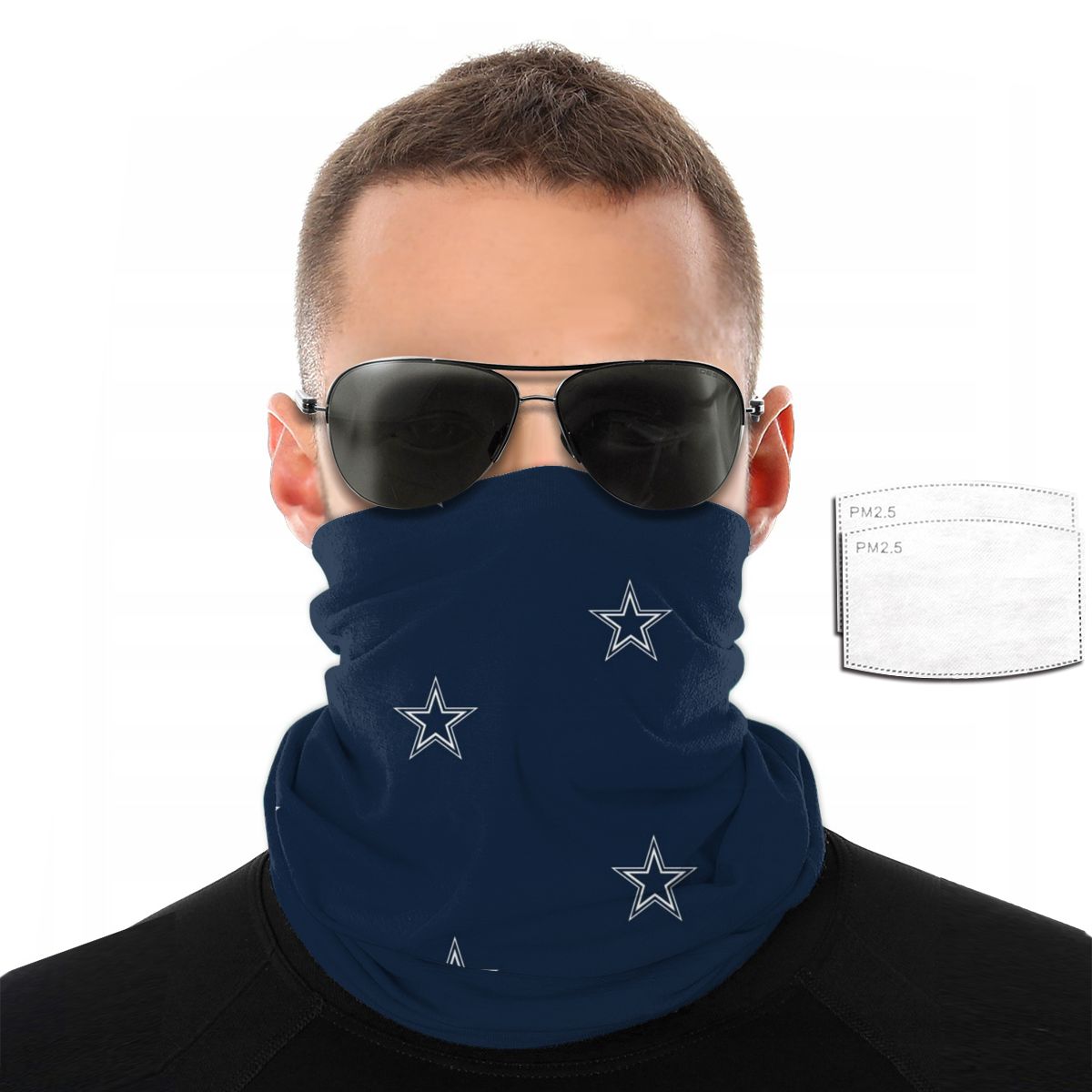 Reusble Mouth Cover Bandanas Dallas Cowboys Variety Head Scarf Face Mask With PM 2.5 Filter