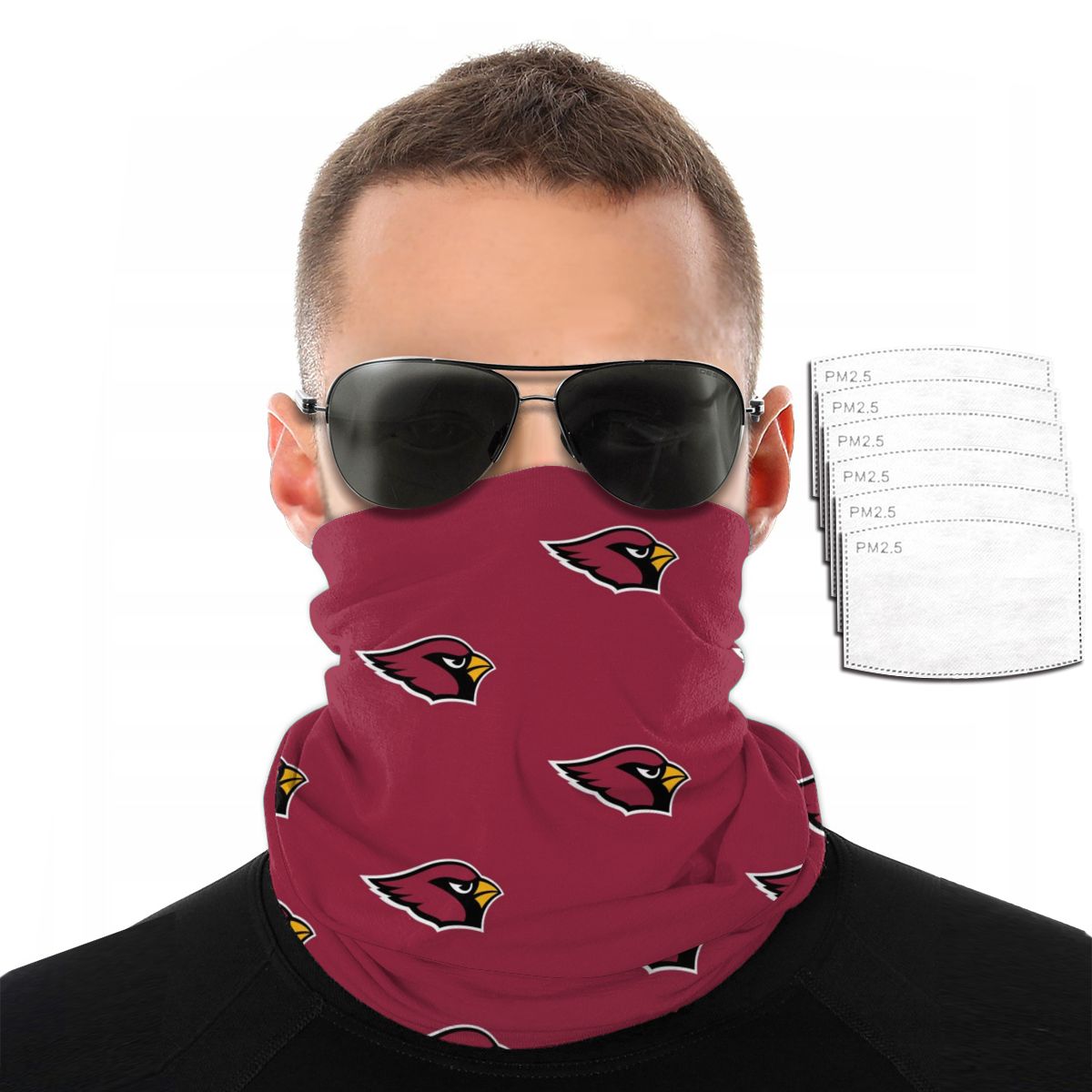 Reusble Mouth Cover Bandanas Arizona Cardinals Variety Head Scarf Face Mask With PM 2.5 Filter
