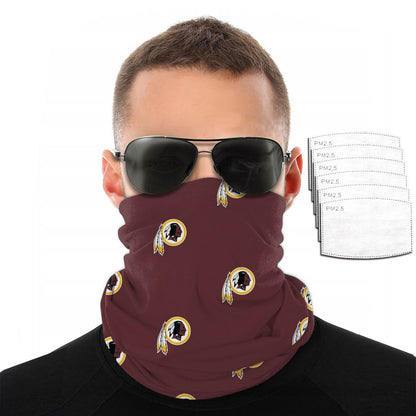 Reusble Mouth Cover Bandanas Washington Redskins Variety Head Scarf Face Mask With PM 2.5 Filter