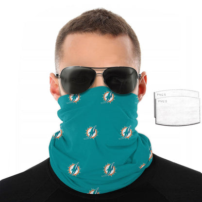 Reusble Mouth Cover Bandanas Miami Dolphins Variety Head Scarf Face Mask With PM 2.5 Filter