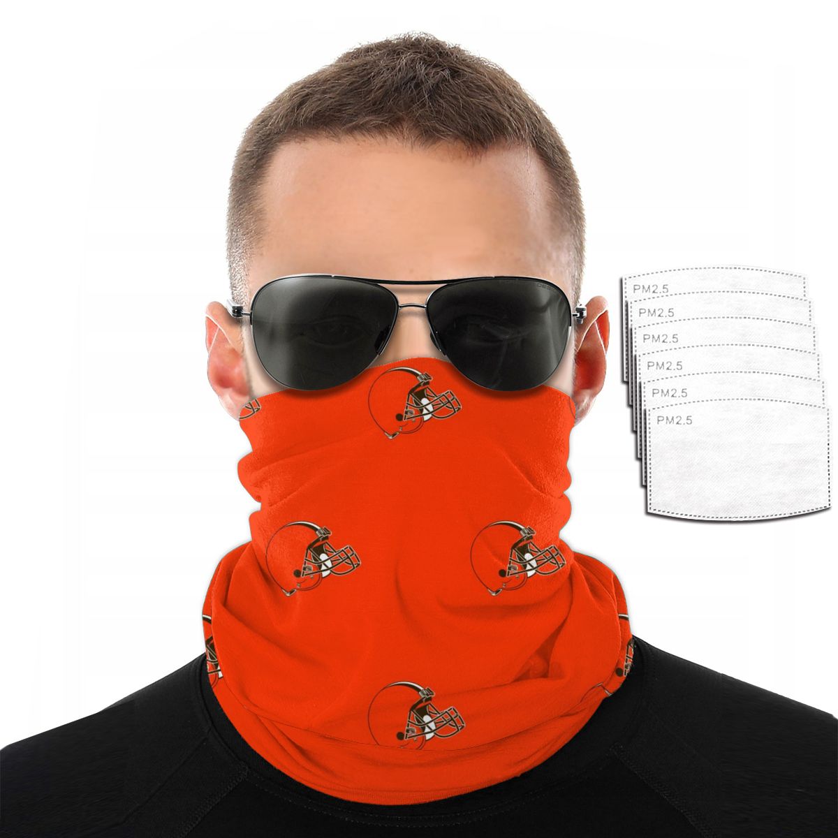 Reusble Mouth Cover Bandanas Cleveland Browns Variety Head Scarf Face Mask With PM 2.5 Filter