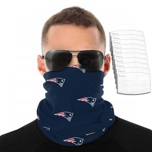 Reusble Mouth Cover Bandanas New England Patriots Variety Head Scarf Face Mask With PM 2.5 Filter
