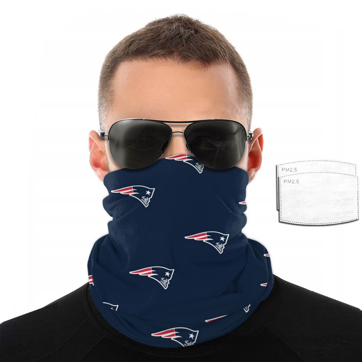 Reusble Mouth Cover Bandanas New England Patriots Variety Head Scarf Face Mask With PM 2.5 Filter