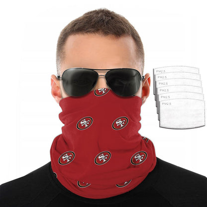 Reusble Mouth Cover Bandanas San Francisco 49ers Variety Head Scarf Face Mask With PM 2.5 Filter