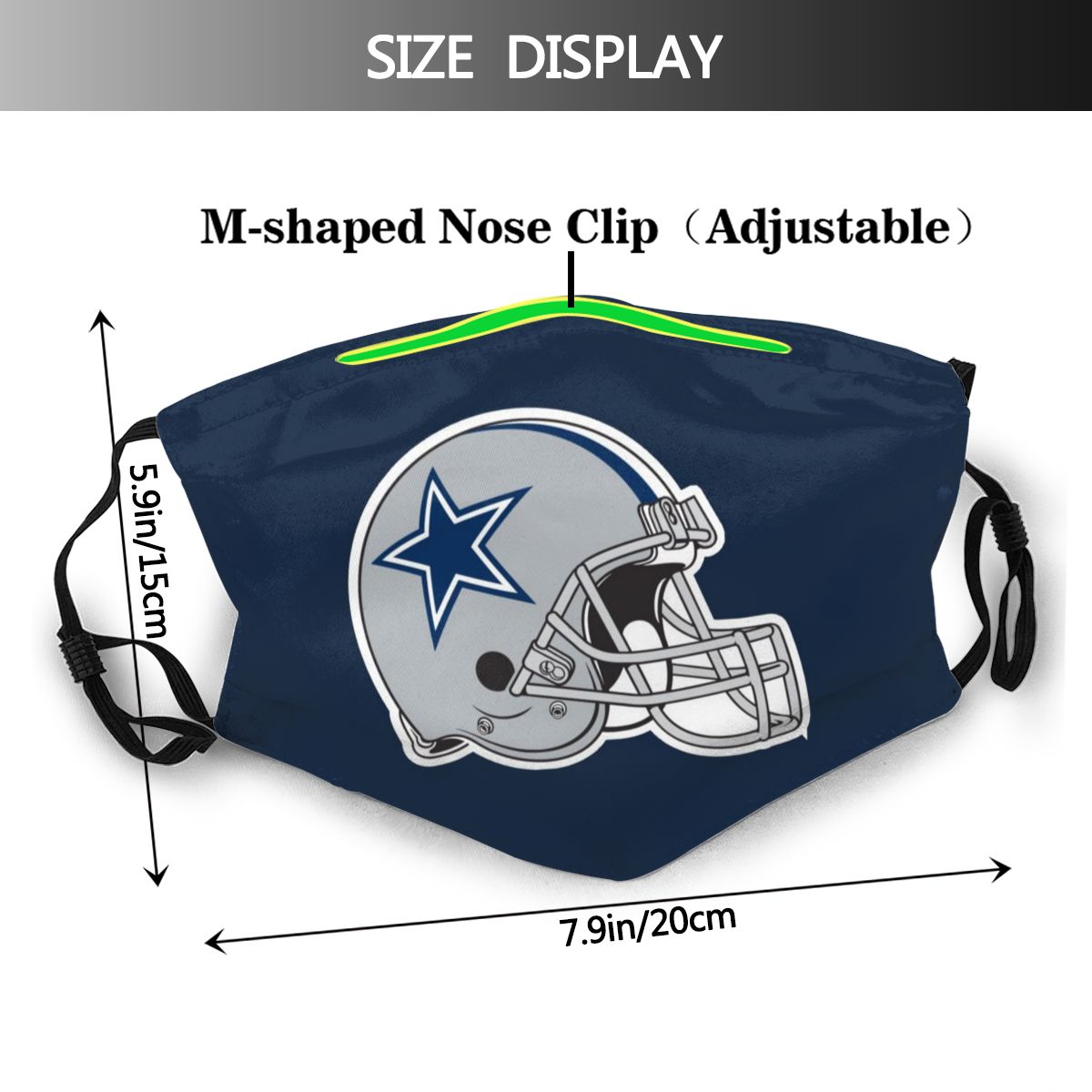 Print Football Personalized Dallas Cowboys Adult Dust Mask With Filters PM 2.5