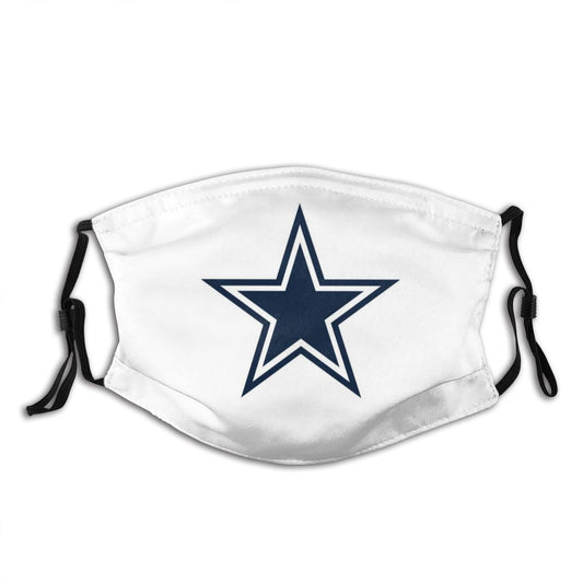 Print Football Personalized Dallas Cowboys Adult White Face Mask With Filters PM 2.5