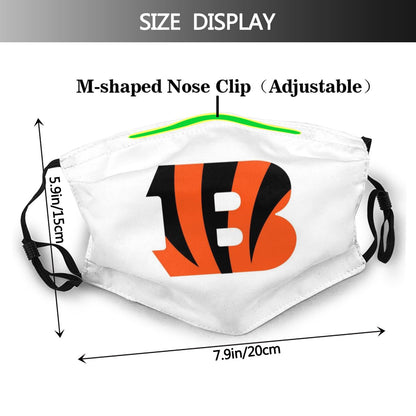 White Print Football Personalized Cincinnati Bengals Adult Dust Mask With PM 2.5 Filters