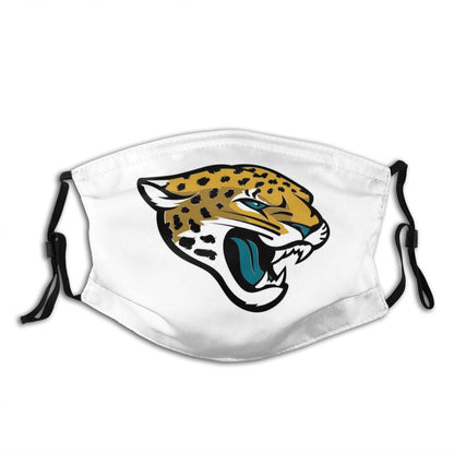 Print Football Personalized White Dust Jacksonville Jaguars Face Mask With Filters PM 2.5