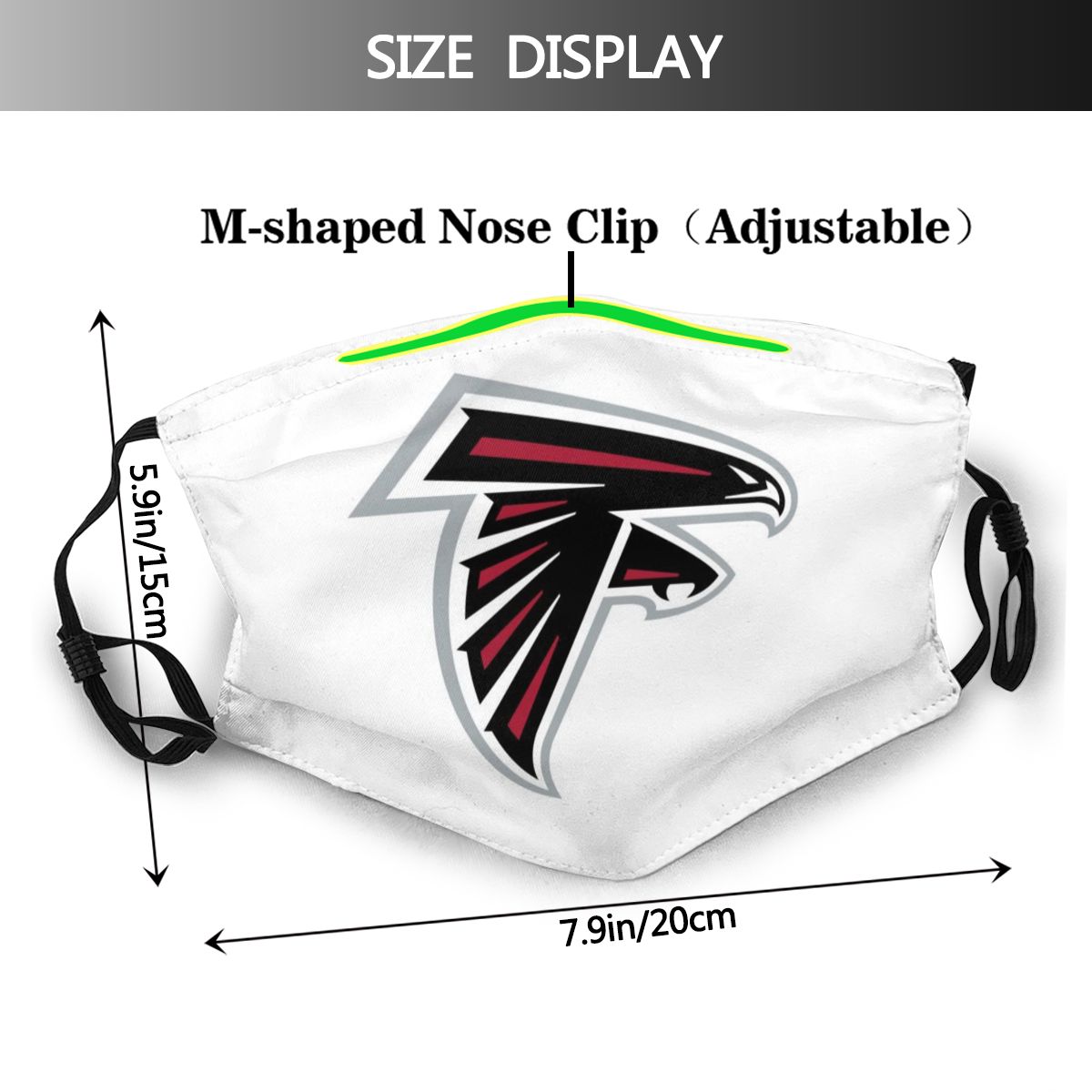 Print Football Personalized White Atlanta Falcons Adult Face Mask With PM 2.5 Filters