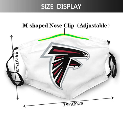 Print Football Personalized White Atlanta Falcons Adult Face Mask With PM 2.5 Filters