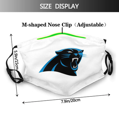 Print Football Personalized White Carolina Panthers Adult Dust Mask With Filters PM 2.5