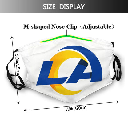 Print Football Personalized White Los Angeles Rams Adult Dust Mask With Filters PM 2.5