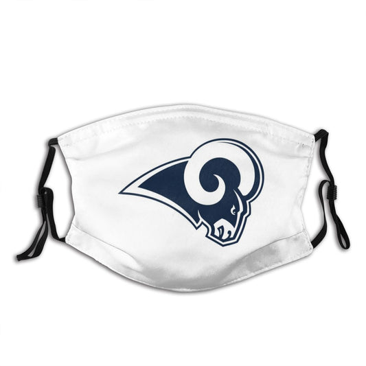 Print Football Personalized White Los Angeles Rams Adult Dust Face Mask With Filters PM 2.5