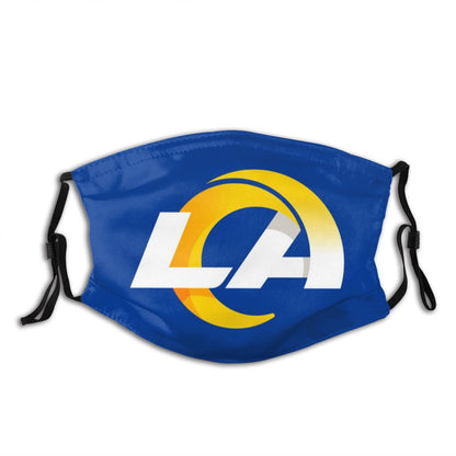 Print Football Personalized Blue Los Angeles Rams Adult Dust Face Mask With Filters PM 2.5