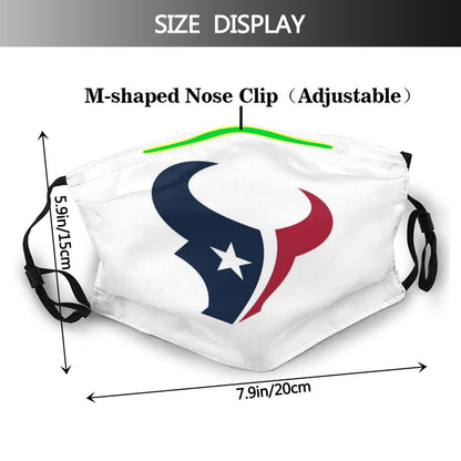 Print White Football Personalized Houston Texans Adult Dust Mask With Filters PM 2.5