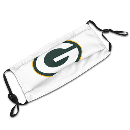 White Print Football Personalized Green Bay Packers Adult Dust Mask With PM 2.5 Filters