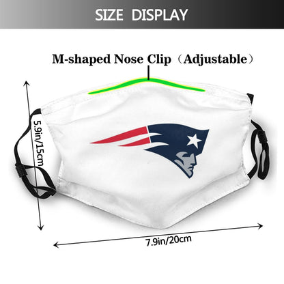 Print Football Personalized White New England Patriots Adult Dust Mask With Filters PM 2.5