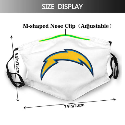 Print Football Personalized Los Angeles Chargers White Face Mask With PM 2.5 Filter
