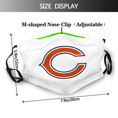 Print Football Personalized White Chicago Bears Adult Dust Mask With Filters PM 2.5