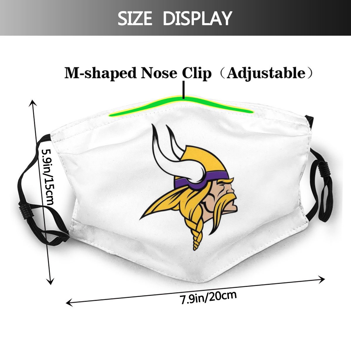 Print Football Personalized White Minnesota Vikings Adult Dust Mask With Filters PM 2.5