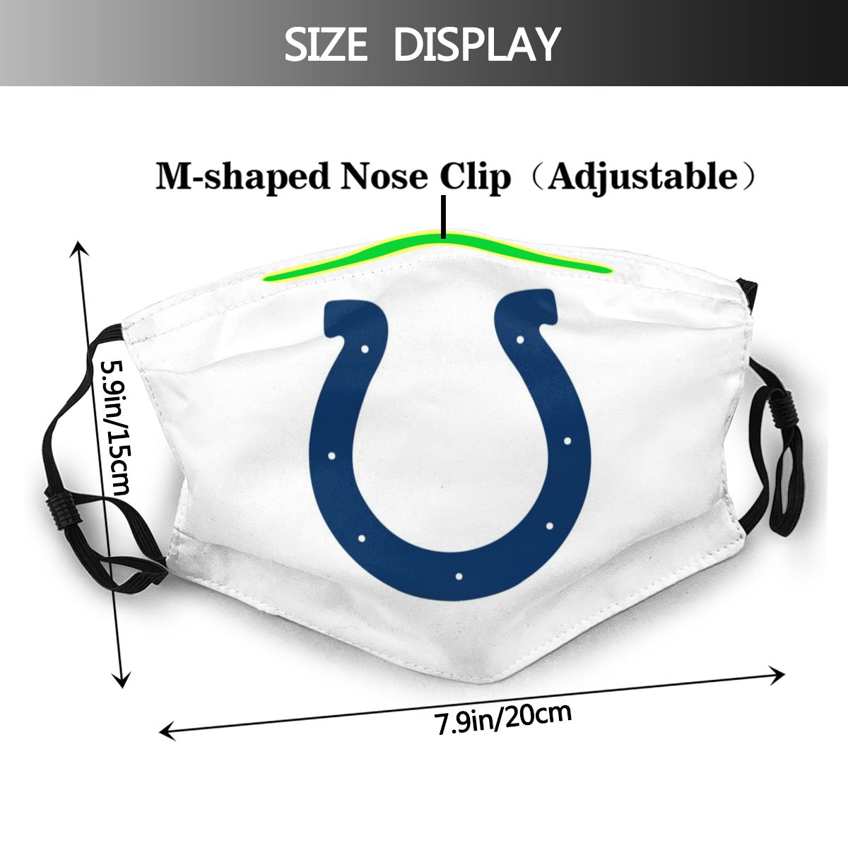 Print White Football Personalized Indianapolis Colts Adult Dust Mask With Filters 2.5
