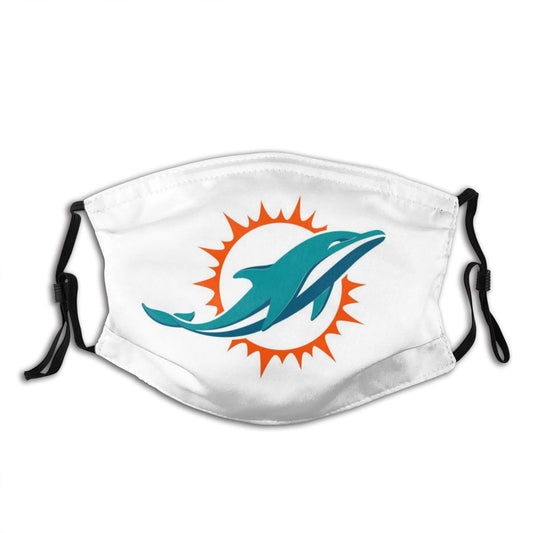 Print Football Personalized White Miami Dolphins Adult Dust Mask With Filters PM 2.5
