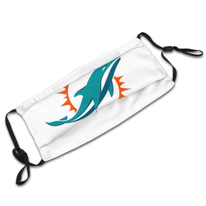 Print Football Personalized White Miami Dolphins Adult Dust Mask With Filters PM 2.5