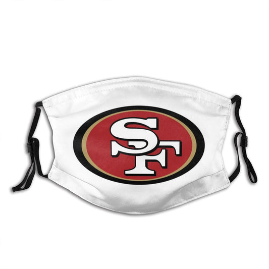 Print Football Personalized White San Francisco 49ers Face Mask With Filters 2.5 PM