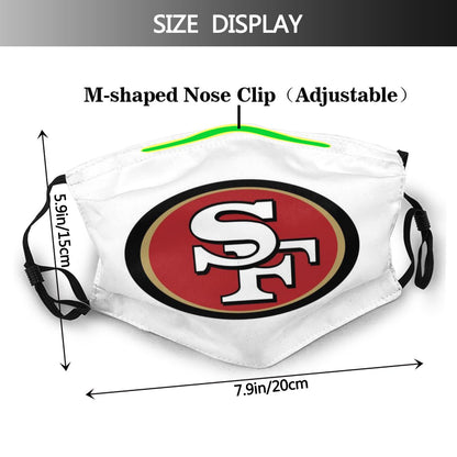 Print Football Personalized White San Francisco 49ers Face Mask With Filters 2.5 PM