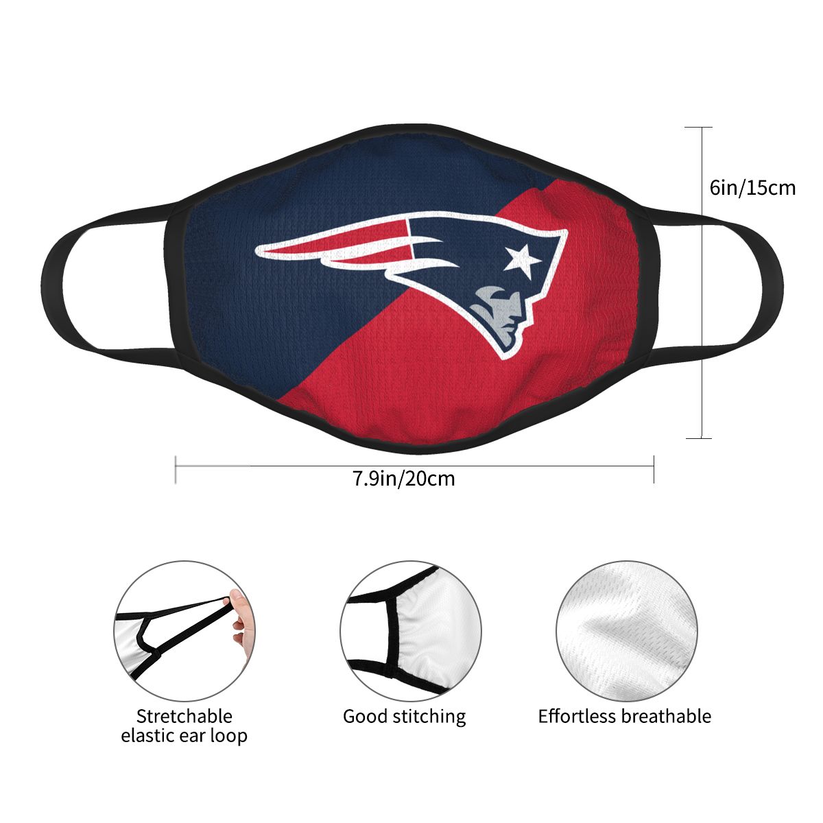 Custom Football Personalized New England Patriots Dust Face Mask With Filters PM 2.5