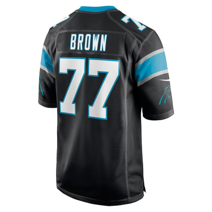 C.Panthers #77 Deonte Brown Black Game Player Jersey Stitched American Football Jerseys