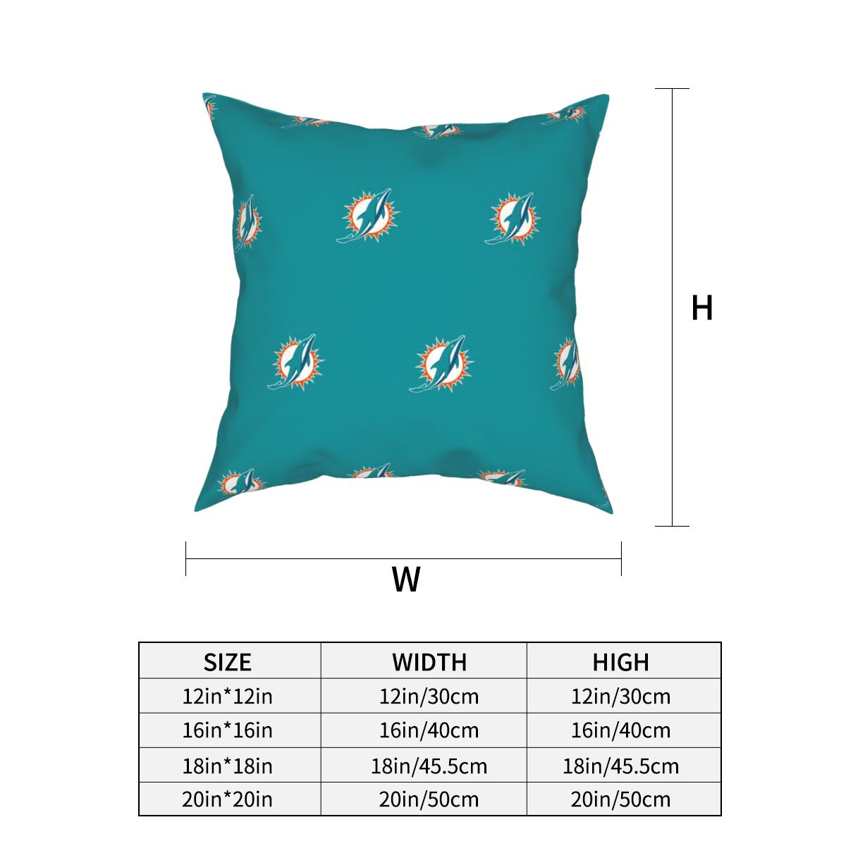 Custom Decorative Football Pillow Case Miami Dolphins Pillowcase Personalized Throw Pillow Covers