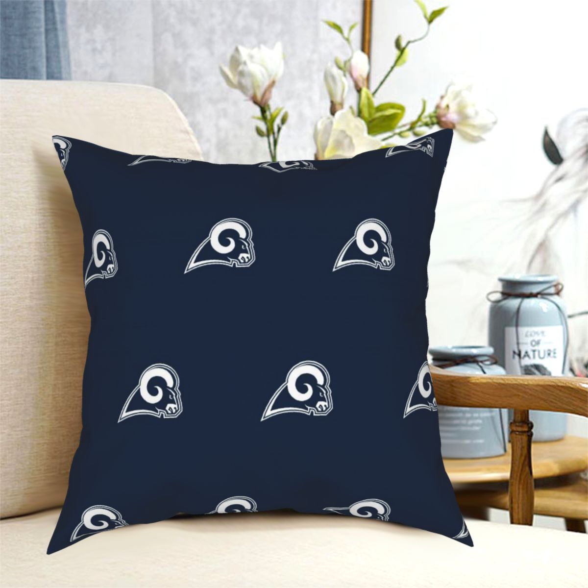 Custom Decorative Football Pillow Case Los Angeles Rams Pillowcase Personalized Throw Pillow Covers