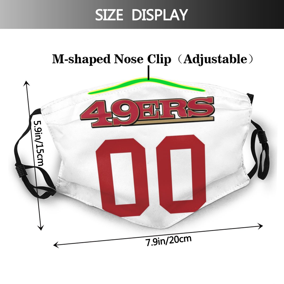 Personalized San Francisco 49ers Custom Any Number Face Mask White With Filter