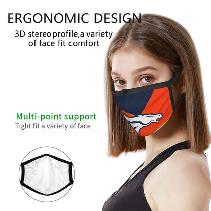 Custom Football Personalized Denver Broncos Dust Face Mask With Filters PM 2.5